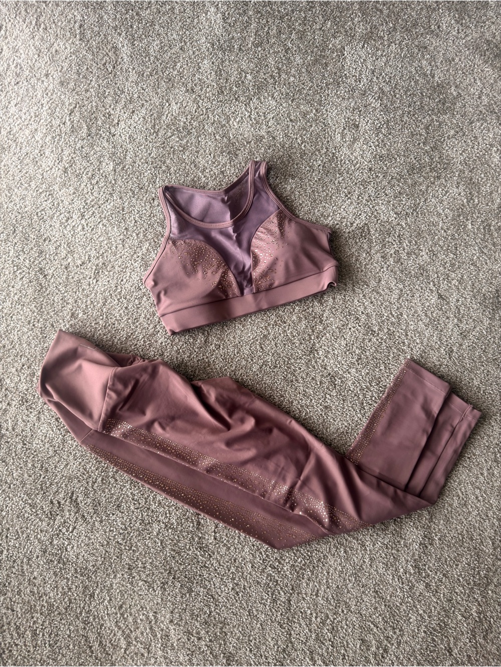Blush Rhinestone Workout Set Luxe Lady Fit
